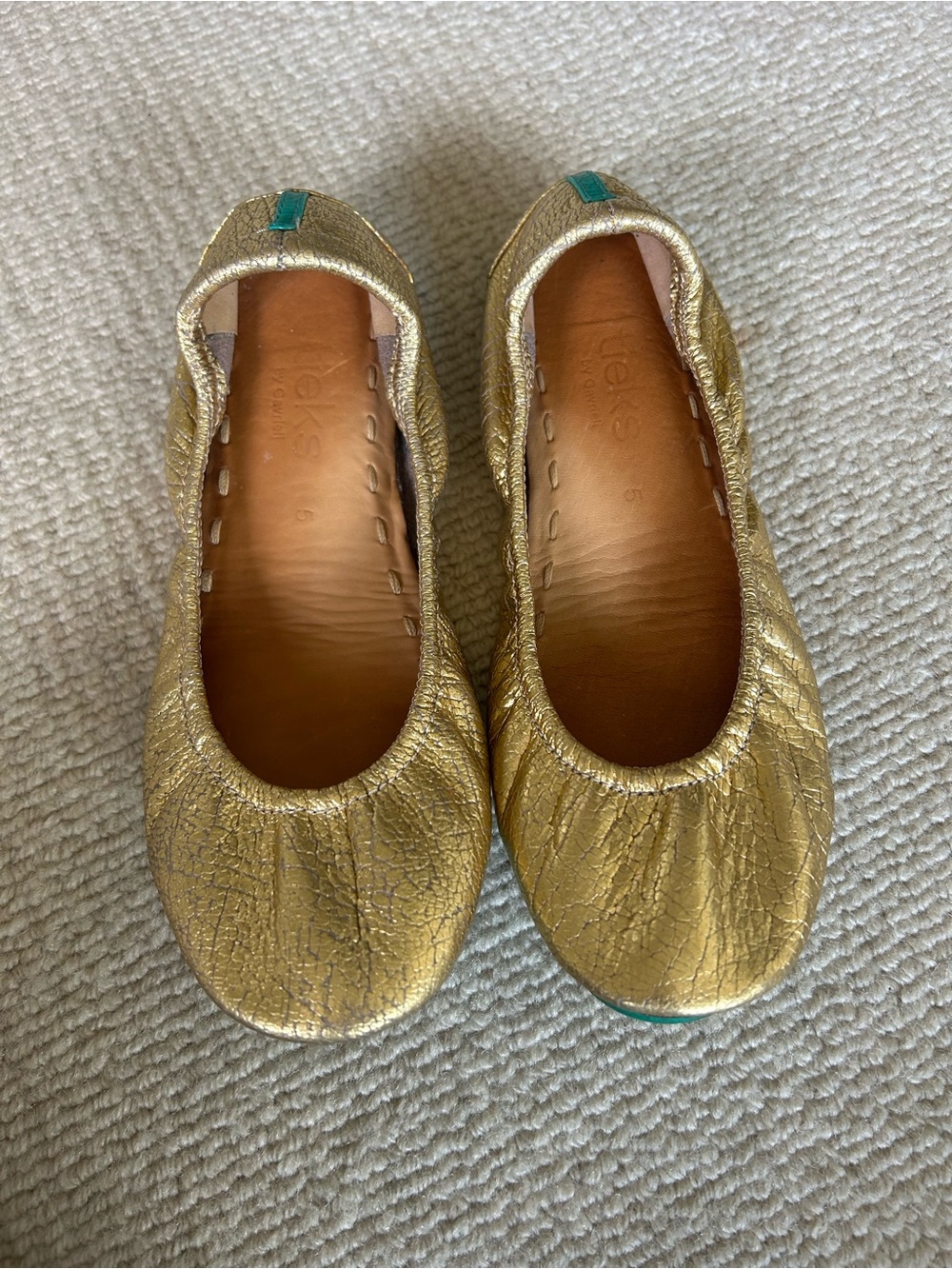 Tieks Gold Metallic Leather Ballet Flats